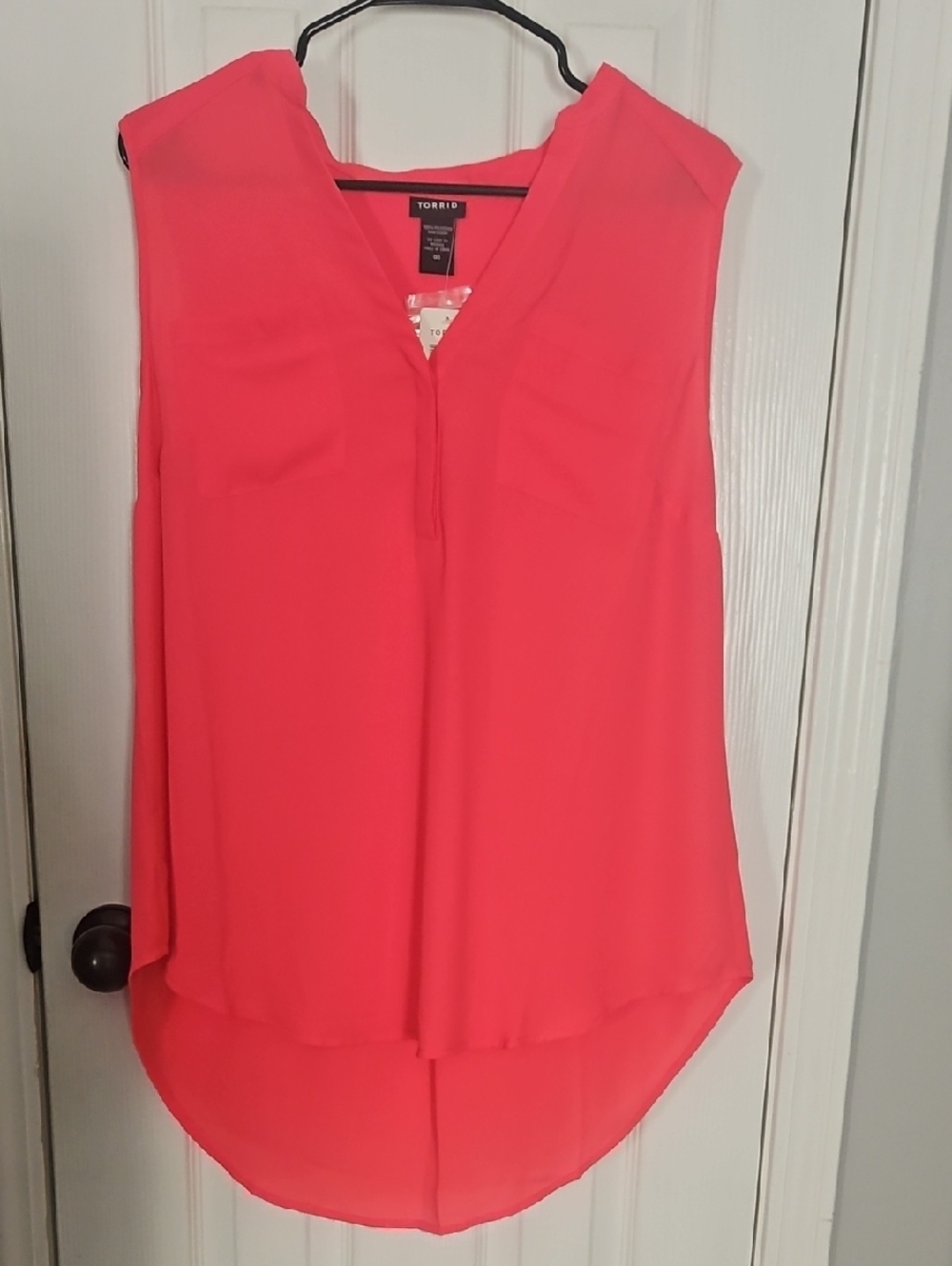 Torrid Bright Red Sleeveless V-Neck High-Low Tunic